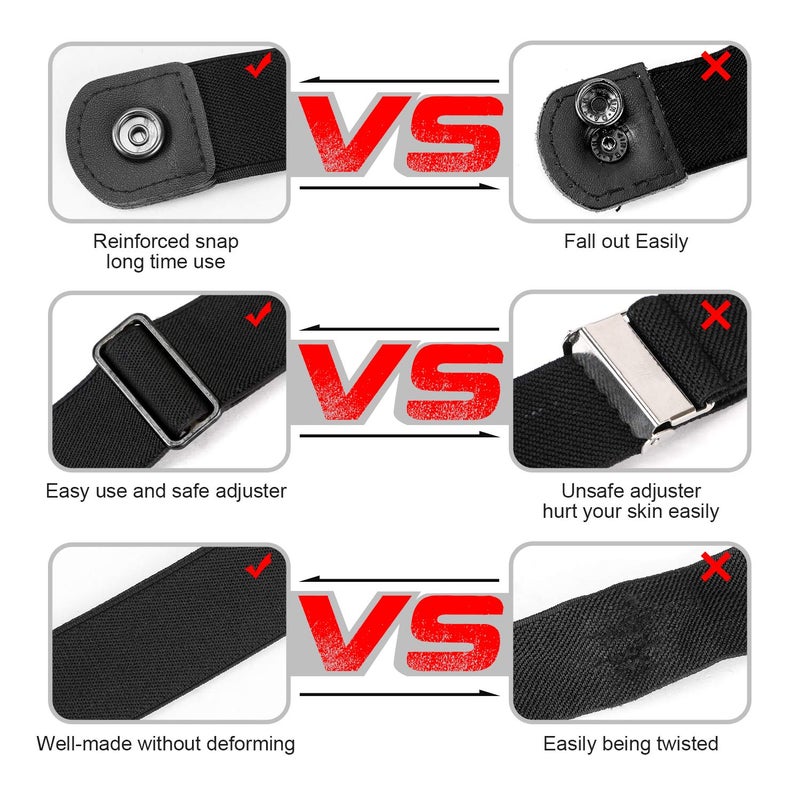 WHIPPY No Buckle Stretch No Show Belt for Men 1.38 inches Wide, Buckless Invisible Elastic Belt for Jeans Pants (Black, Small) - Image 4